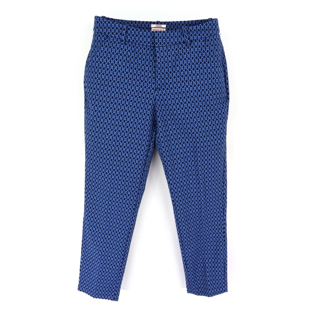 Merona Dress Pants Classic Fit Stretch Womens Size 6 Blue Cotton Blend Geometric